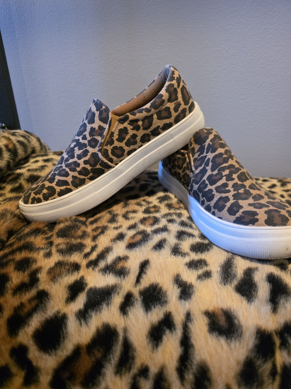 Very G Leopard Print Slip-On Sneakers in Brown and Black